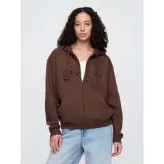 GAP - Polerón Mujer Con Gorro Con Cierre Logo Café