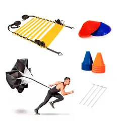 GENERICO - Set de Agilidad + Escalera + Conos lentejas + conos patinaje + Paracaídas + Estacas – MK- 848 – 2S