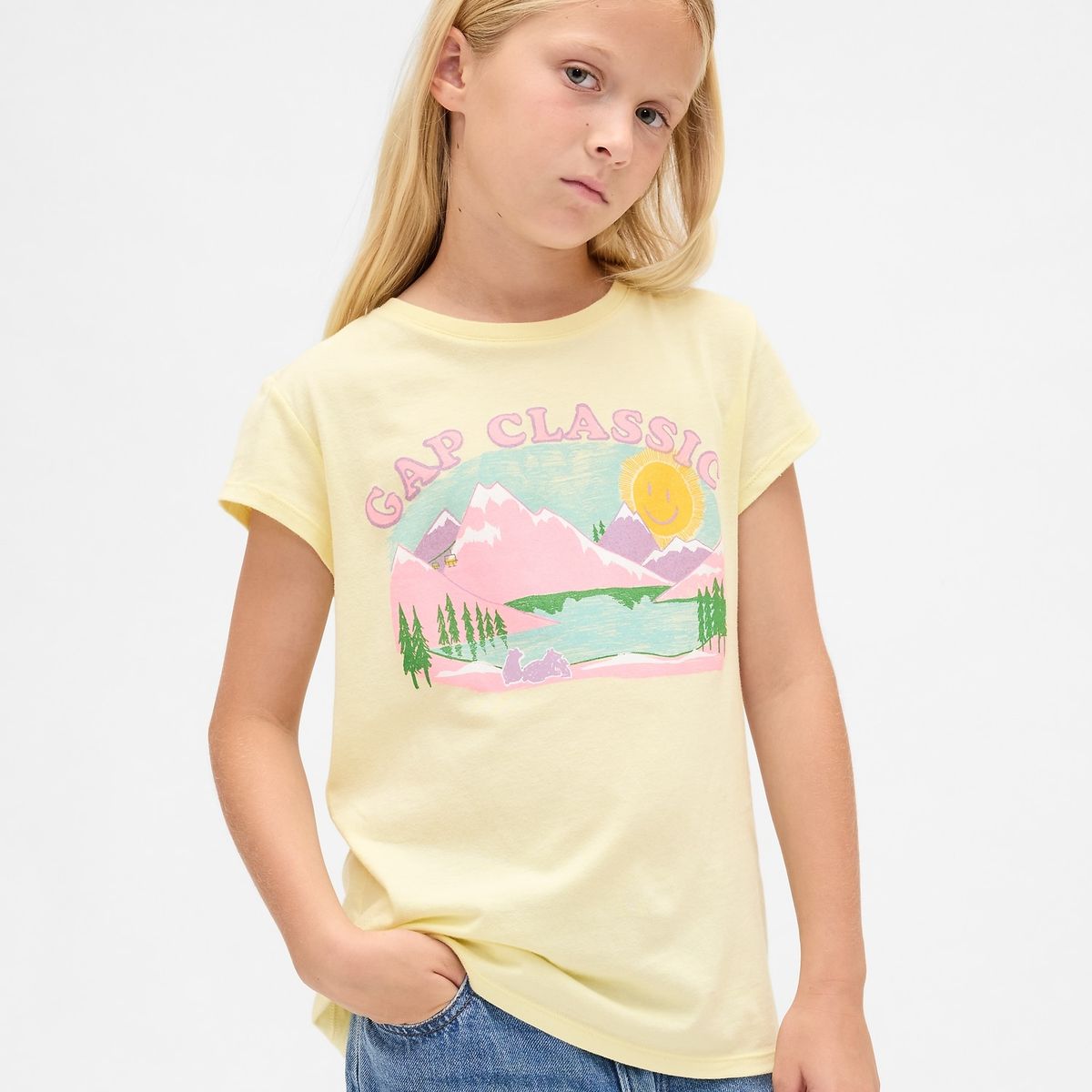 GAP - Polera Niña Gap Manga Corta Amarillo