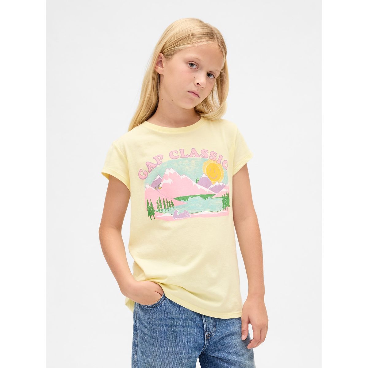 GAP - Polera Niña Gap Manga Corta Amarillo