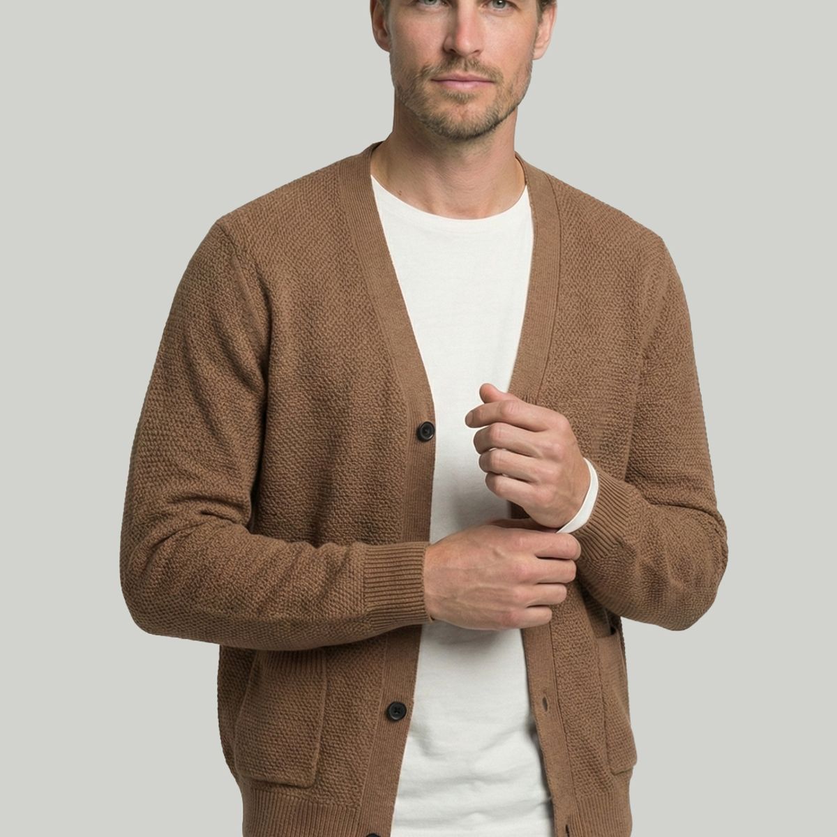NEW MAN - Cardigan Valencia Toasted Melange New Man