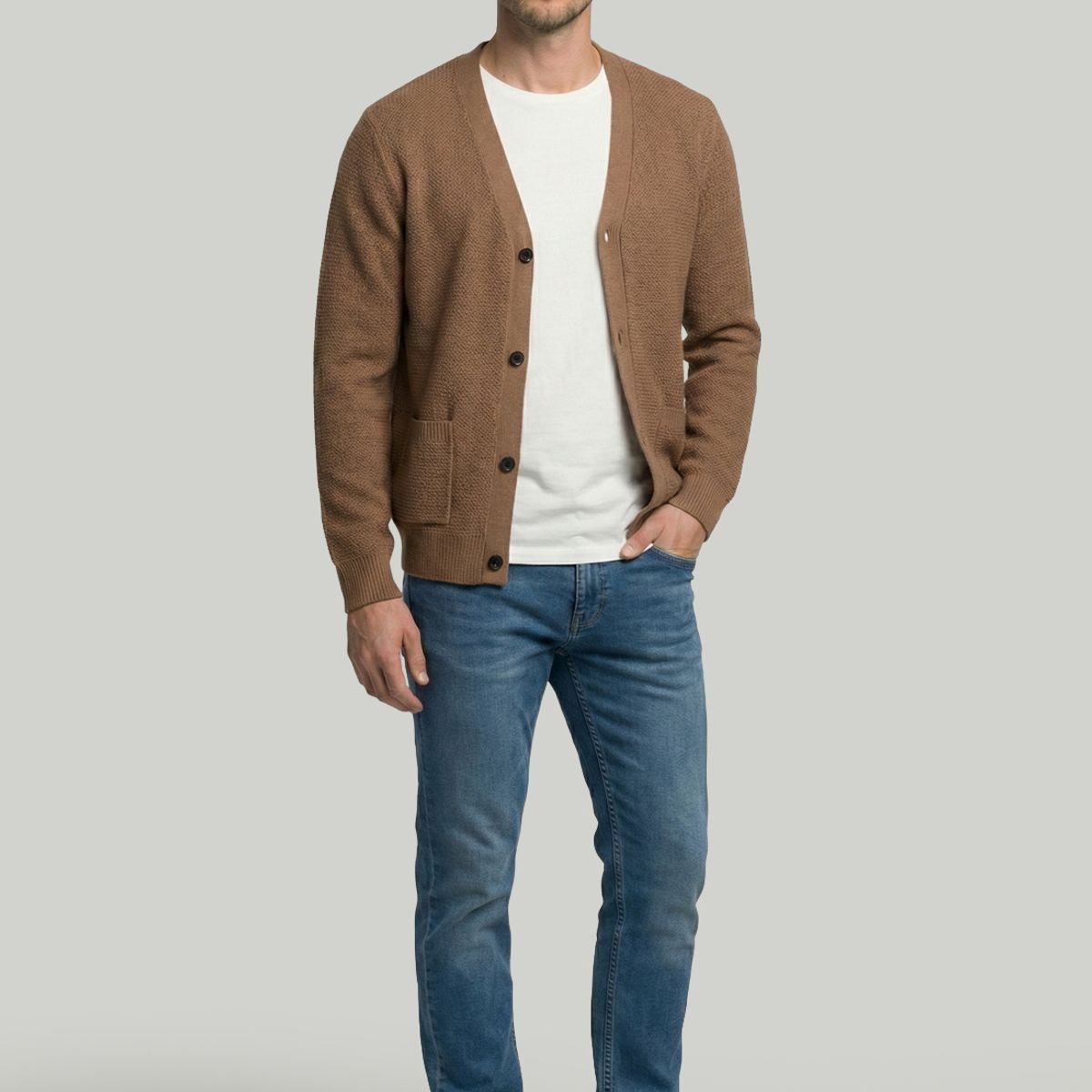 NEW MAN - Cardigan Valencia Toasted Melange New Man