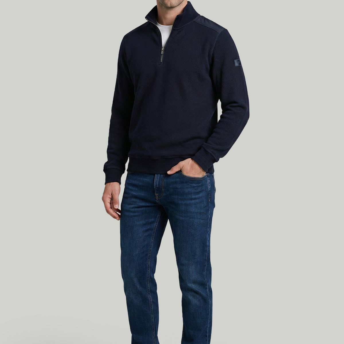 NEW MAN - Poleron Albania Navy Melange New Man