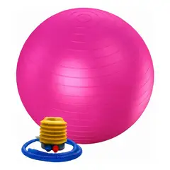 GENERICO - Pelota Balón 55cm Pilates Yoga ejercicio más Inflador - Color Rosado