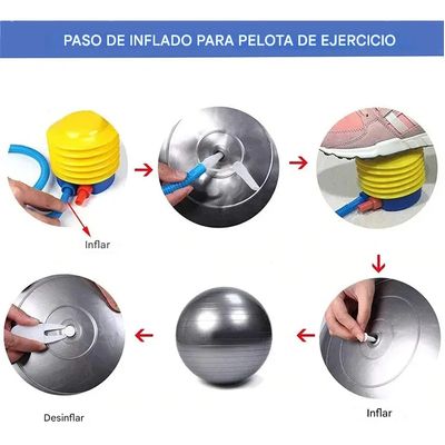 Imagen 2 del producto Pelota Balón 55cm Pilates Yoga ejercicio más Inflador - Color Rosado