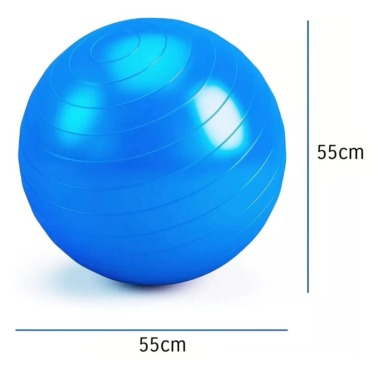 GENERICO - Pelota Balón 55cm Pilates Yoga ejercicio más Inflador - Color Azul