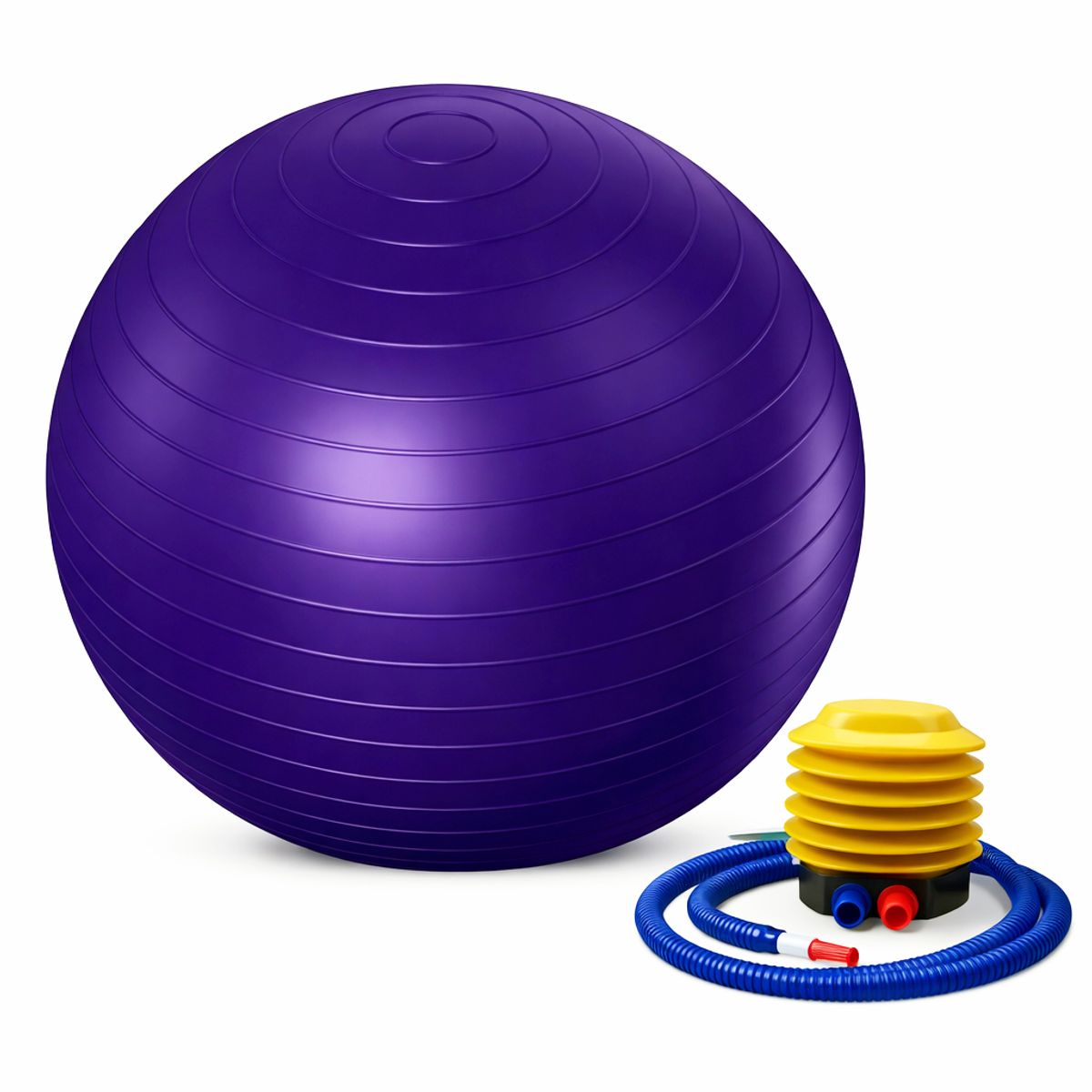 GENERICO - Pelota Balón 55cm Pilates Yoga ejercicio más Inflador - Color Violeta