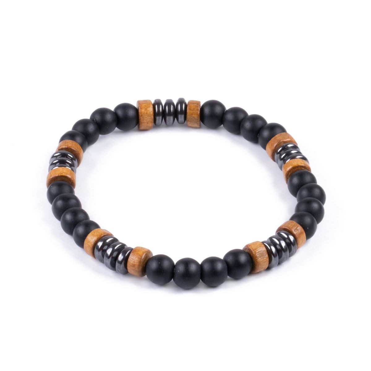 TRIBALLE - Pulsera cuentas Obsidiana y Hematita