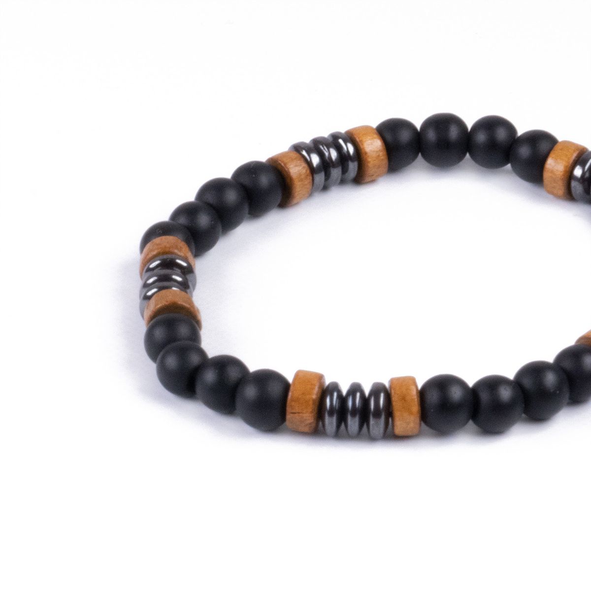 TRIBALLE - Pulsera cuentas Obsidiana y Hematita