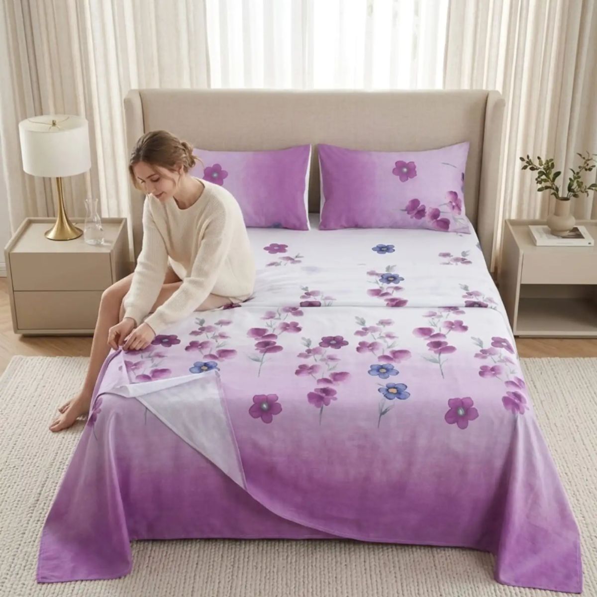 GENERICO - Juego de Sábanas 2 Plazas Liso Premium Soft - Varios Colores