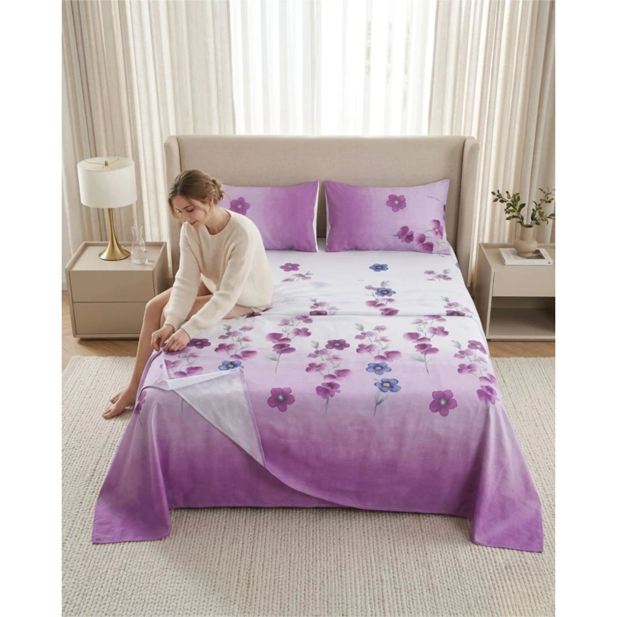 GENERICO - Juego de Sábanas 2 Plazas Liso Premium Soft - Varios Colores