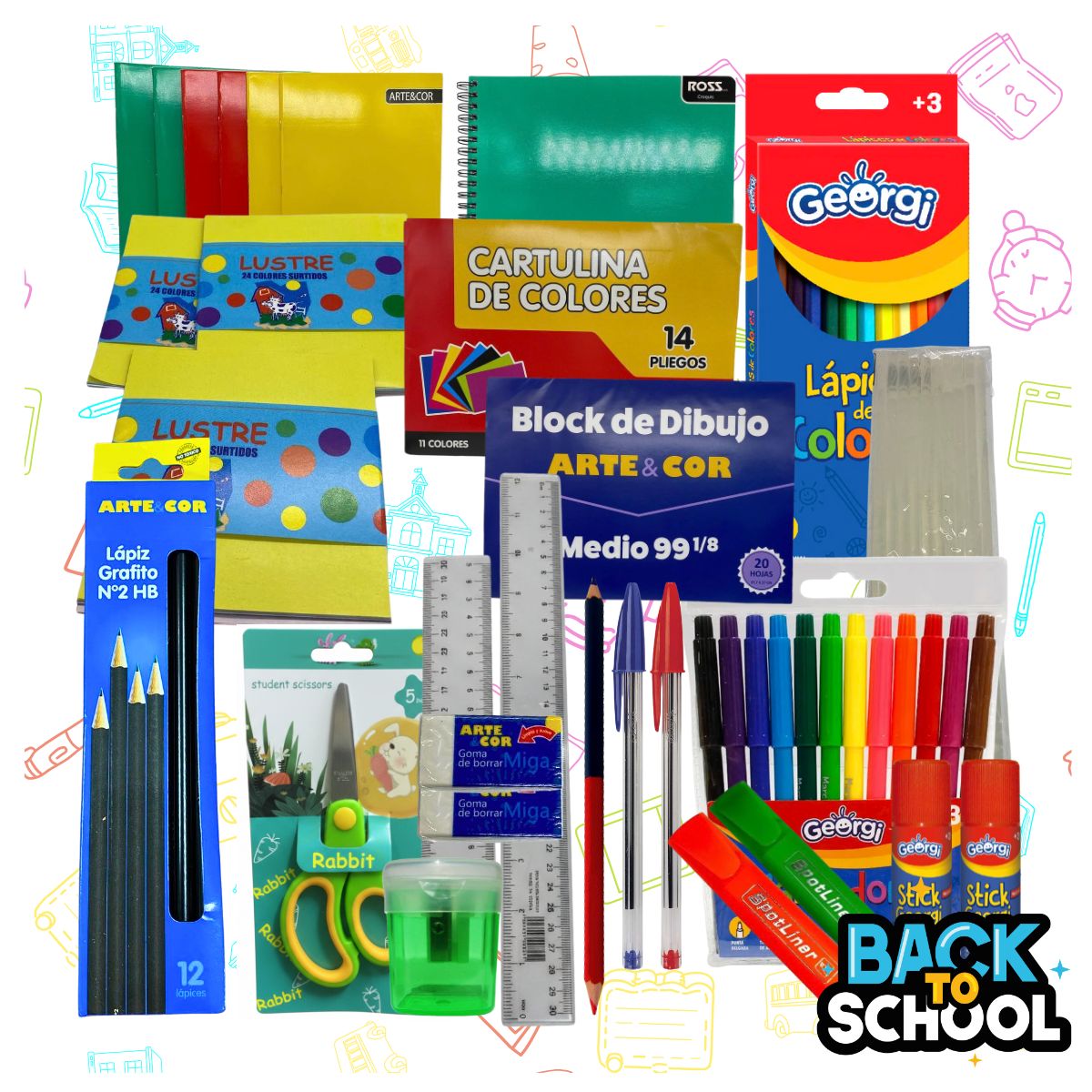 EKOL TACTICA MILITAR - Pack 75 Útiles Escolares Lista Escolar Combo Básico Escuela