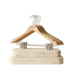 GENERICO - Pack De 5 Colgadores Ganchos Con Pinza Para Pantalón Madera