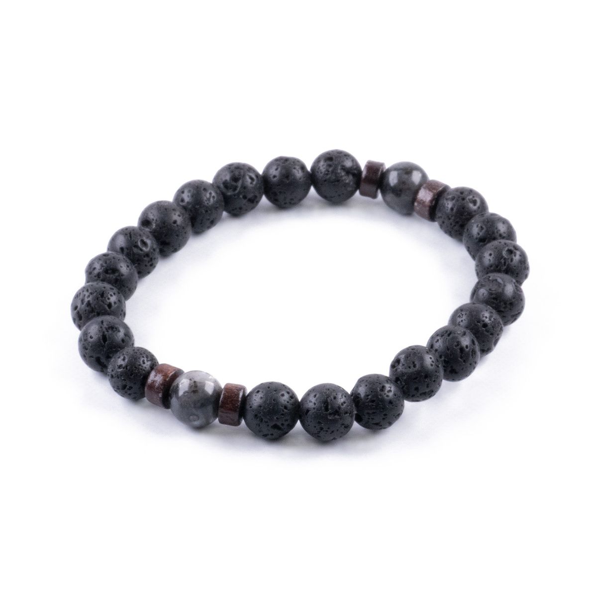 TRIBALLE - Pulsera de Piedra volcánica y Lunar