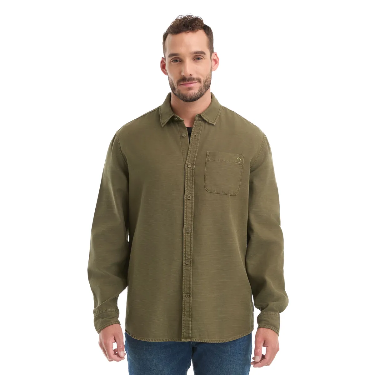 PANAMA JACK - Camisa Hombre Manga Larga Twill Casual Verde Panama Jack