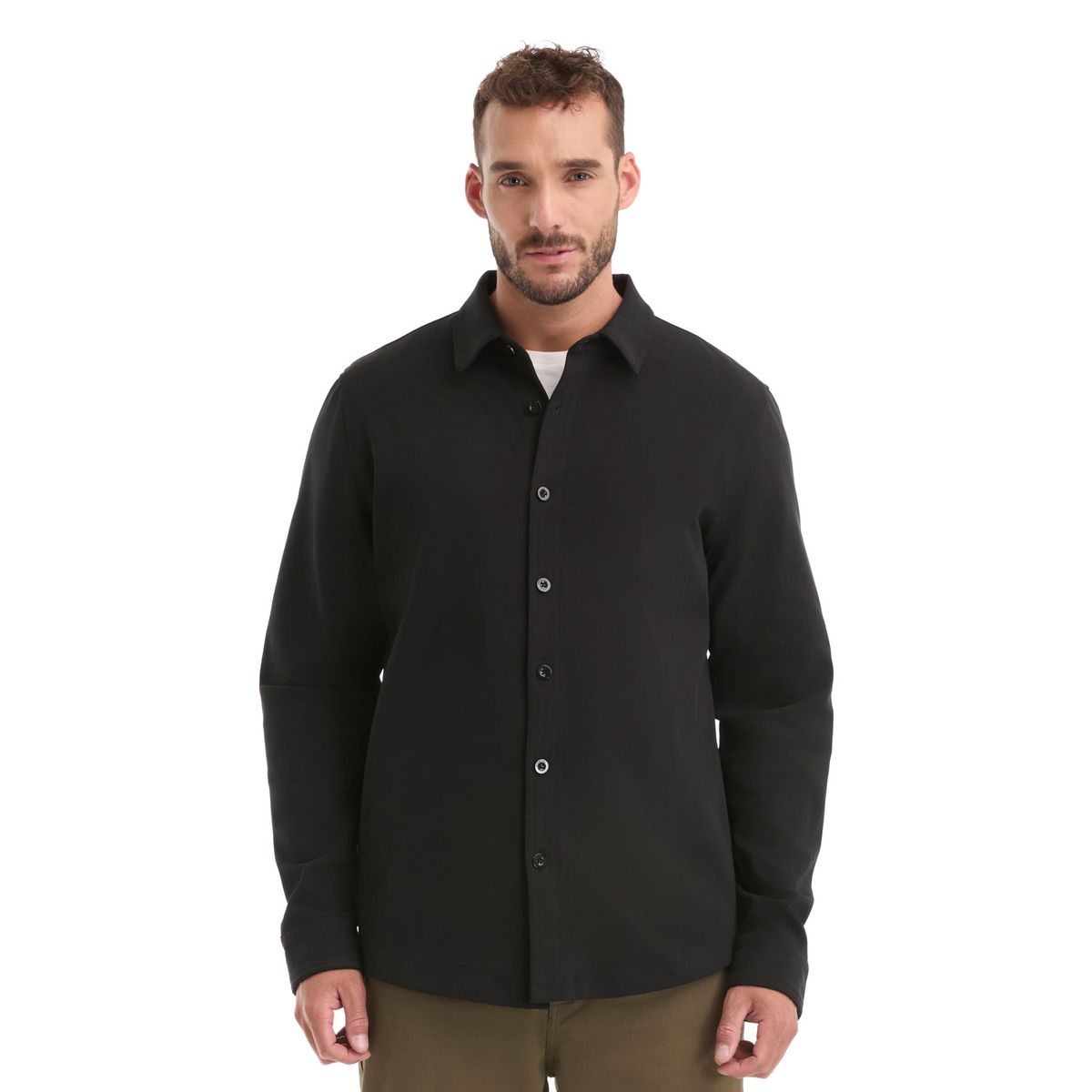 PANAMA JACK - Camisa Hombre Manga Larga Textura Casual Negro Panama Jack