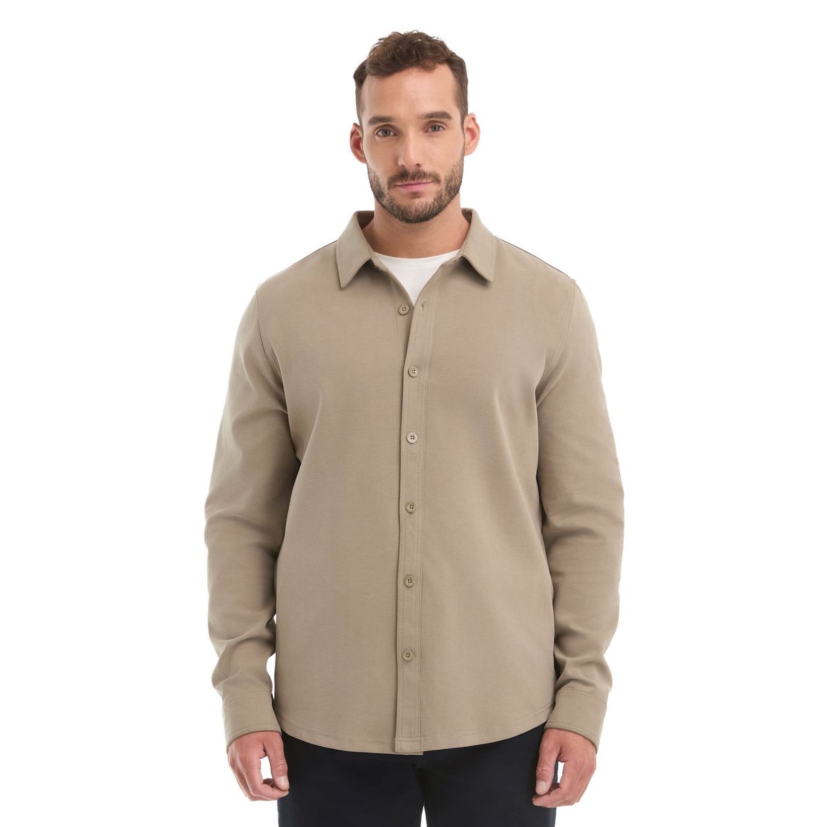 PANAMA JACK - Camisa Hombre Manga Larga Textura Casual Beige Panama Jack