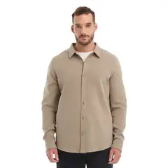 PANAMA JACK - Camisa Hombre Manga Larga Textura Casual Beige
