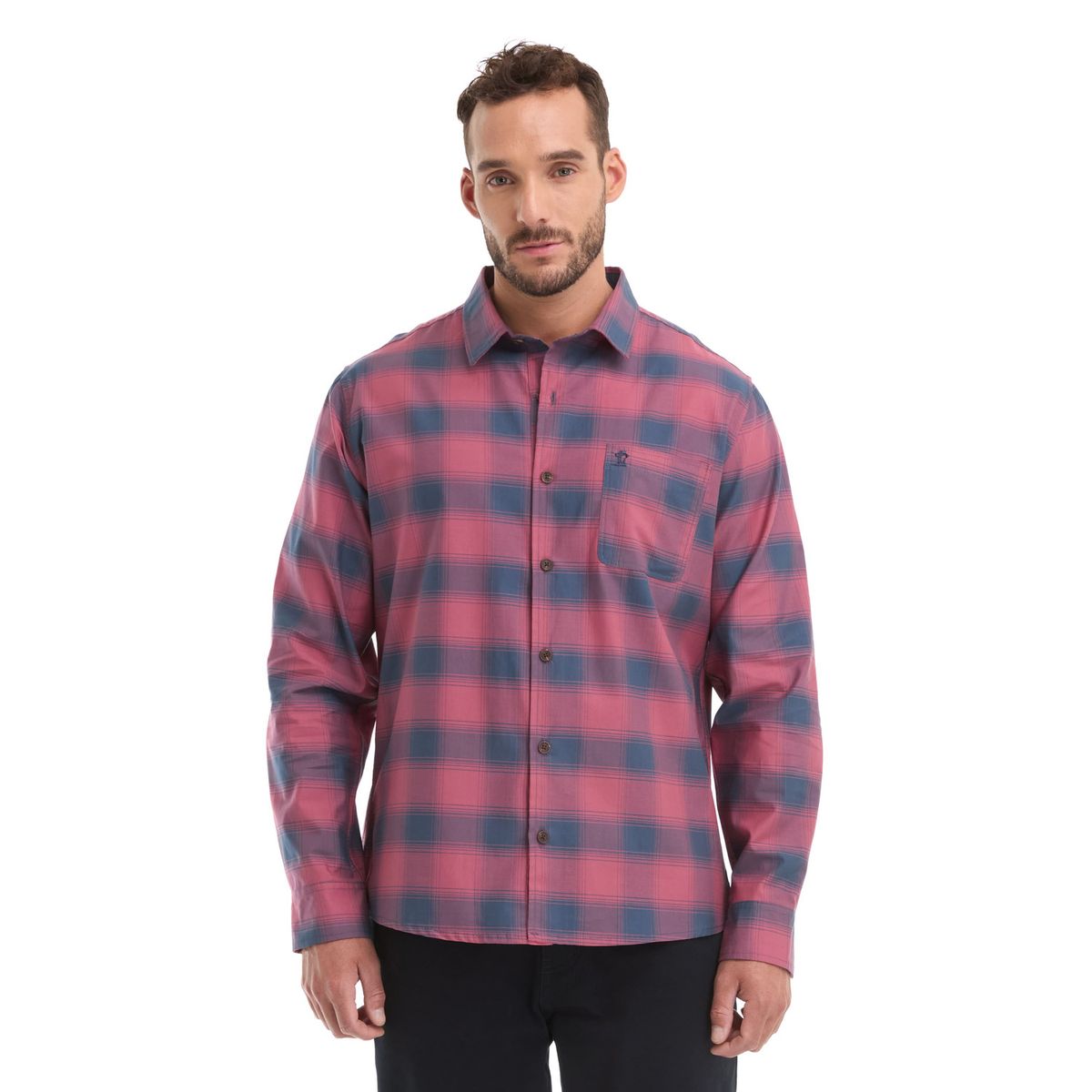 PANAMA JACK - Camisa Hombre Escocesa Liviana Casual Rosa Panama Jack