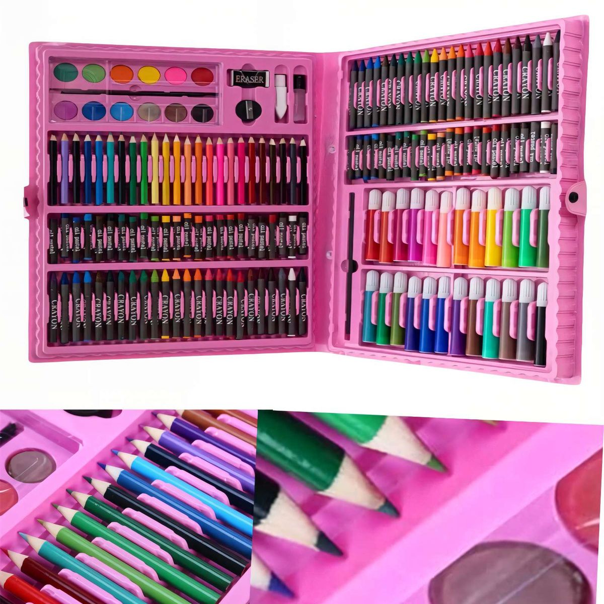 GENERICO - CAJA SET DE 168 LÁPICES COLOR ROSA