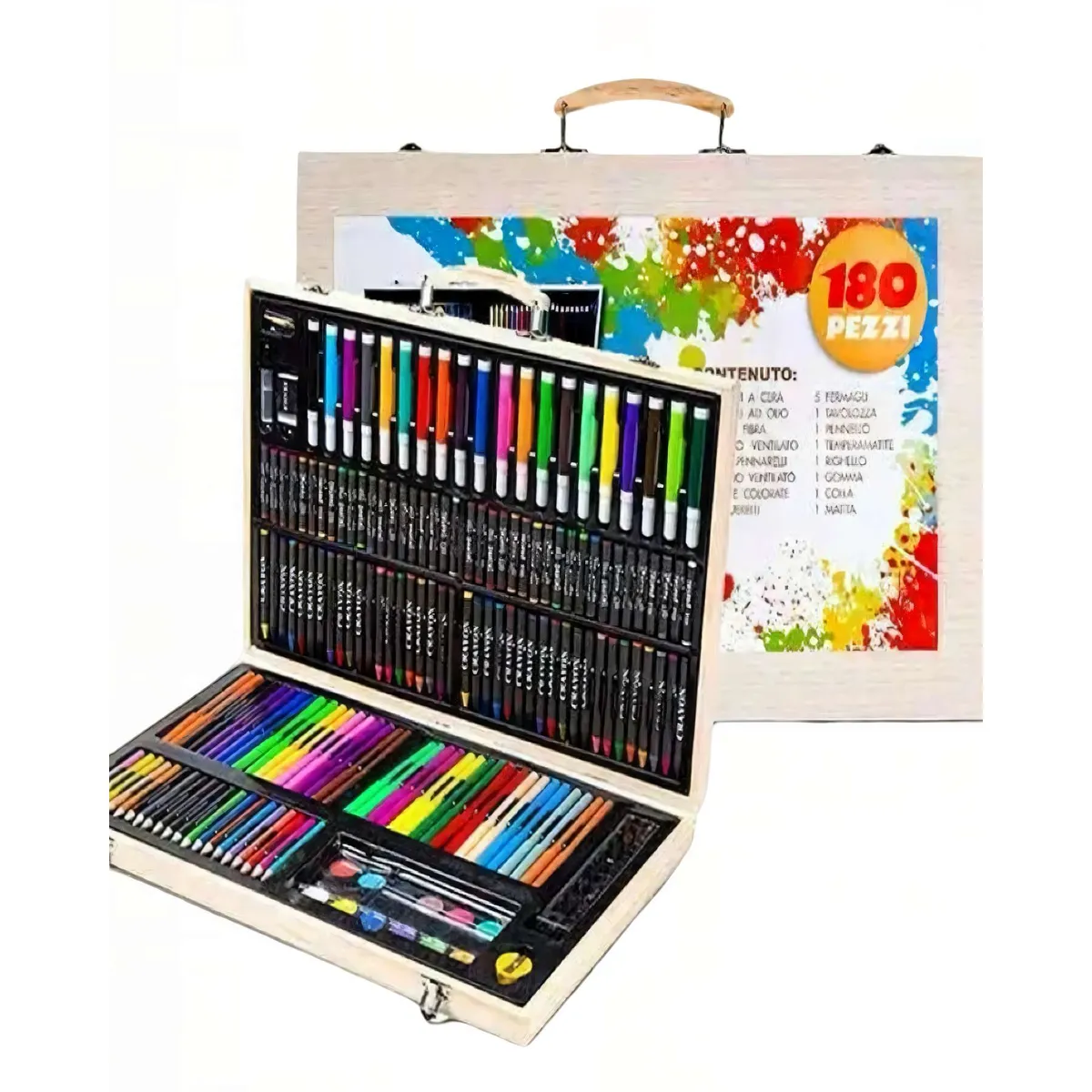 GENERICO - CAJA DE MADERA SET DE 180 LÁPICES