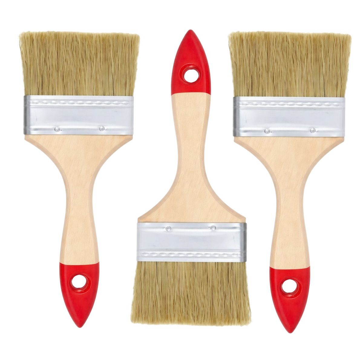 GENERICO - Set 3 Brocha Mango Madera 4 Pulgadas Para Pintura Pintar