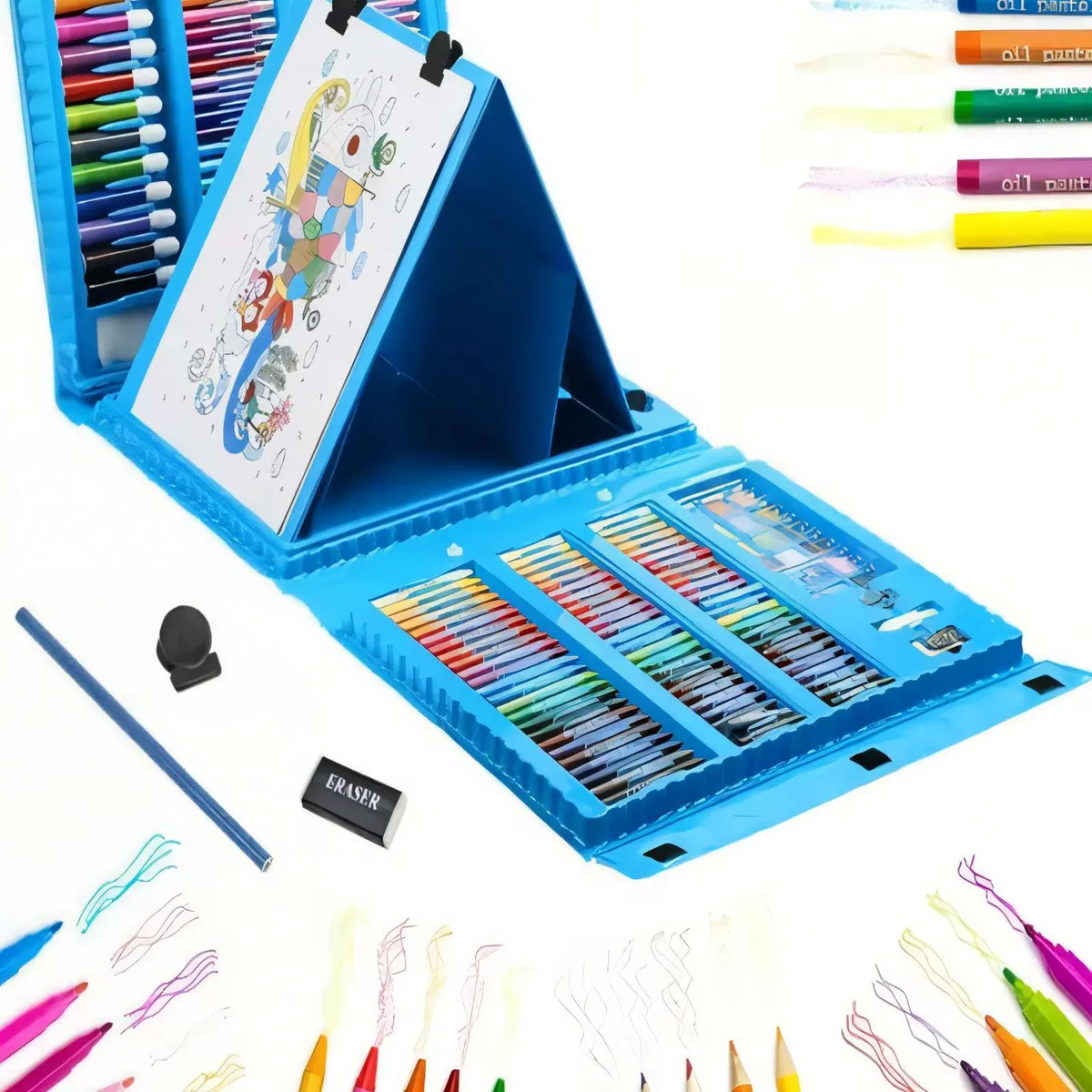 GENERICO - SET DE 208 LÁPICES CON CAJA COLOR AZUL