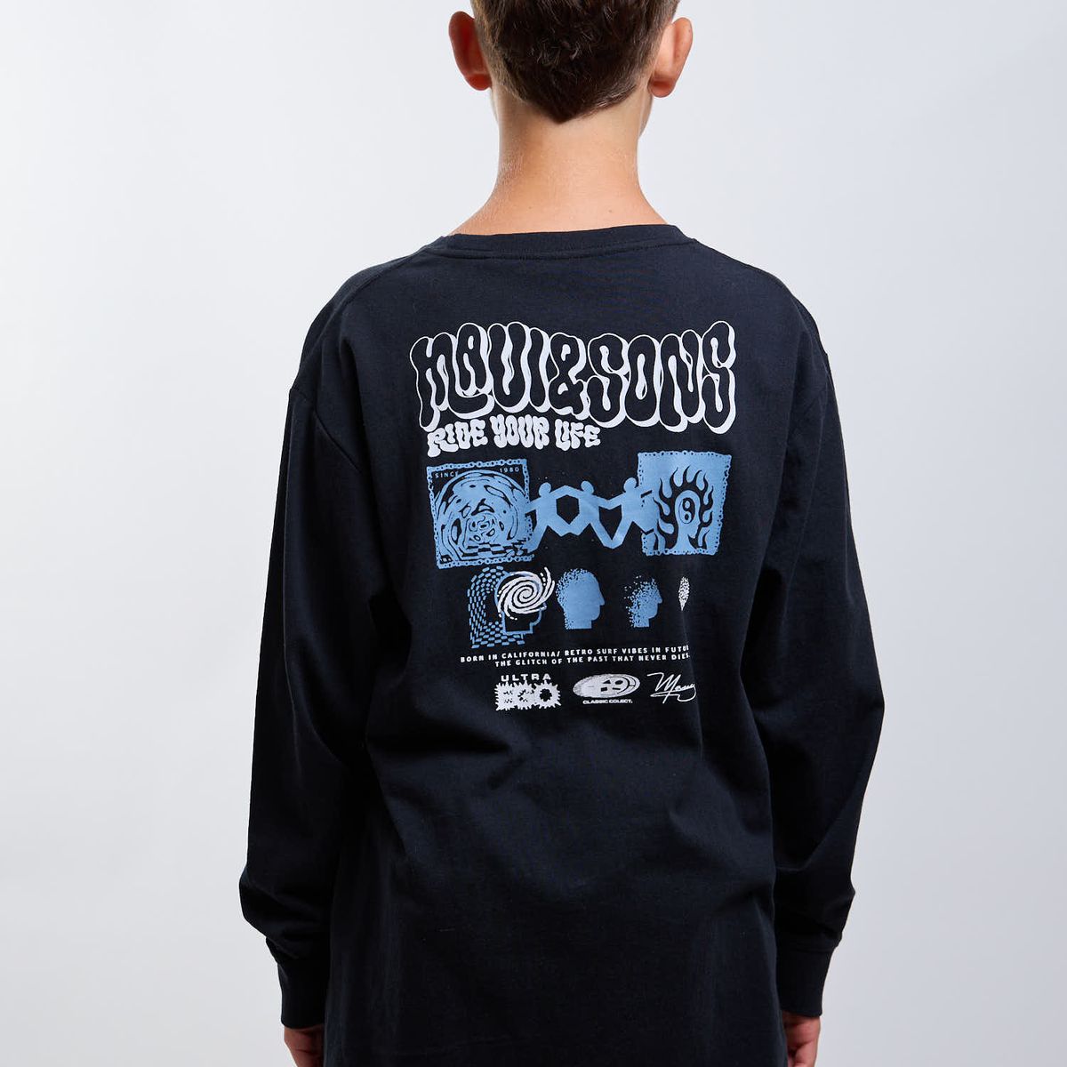 MAUI AND SONS - Polera ML Coastline Negro Infantil Maui And Sons