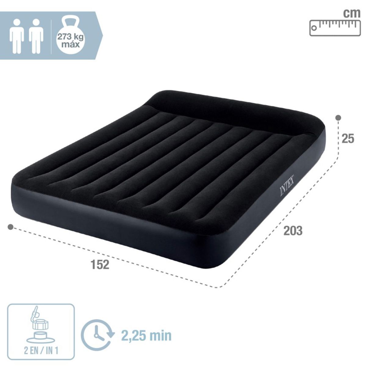 INTEX - Colchón Inflable Queen Pilow Rest Classic Airbed Intex