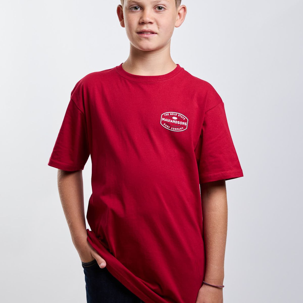 MAUI AND SONS - Polera MC Gold State Rojo Infantil Maui And Sons