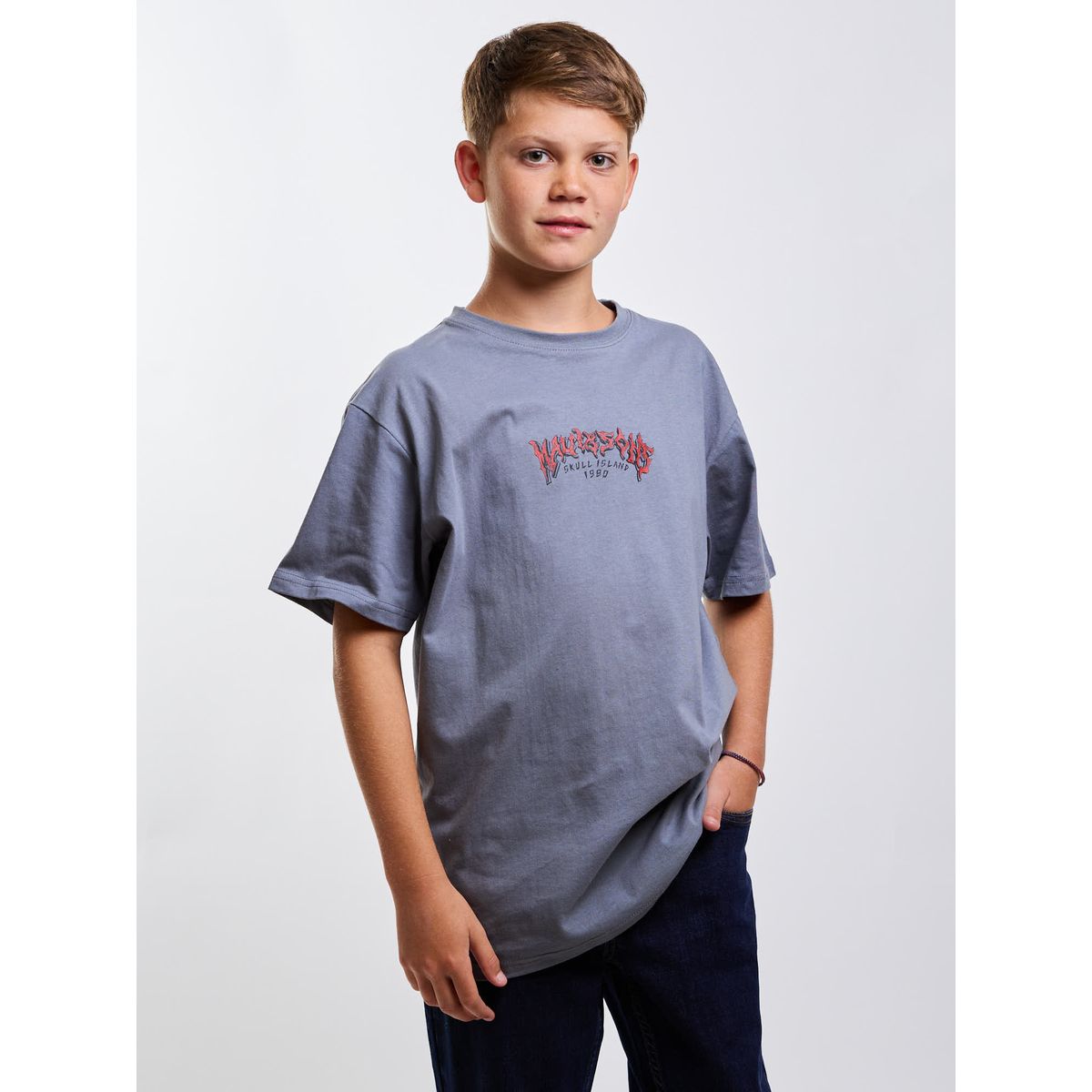 MAUI AND SONS - Polera MC Skull Ride Gris Infantil Maui And Sons