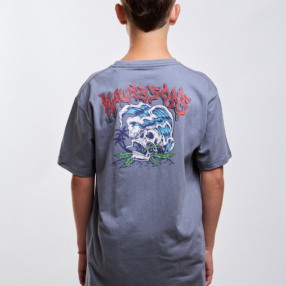 MAUI AND SONS - Polera MC Skull Ride Gris Infantil Maui And Sons