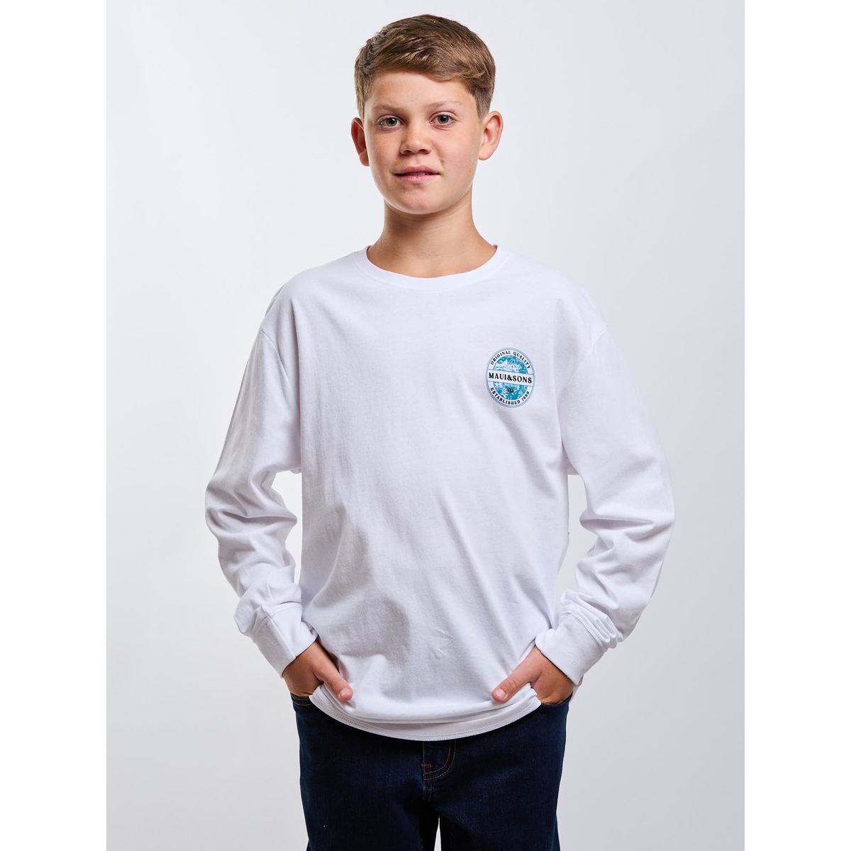 MAUI AND SONS - Polera ML Breaker Blanco Infantil Maui And Sons