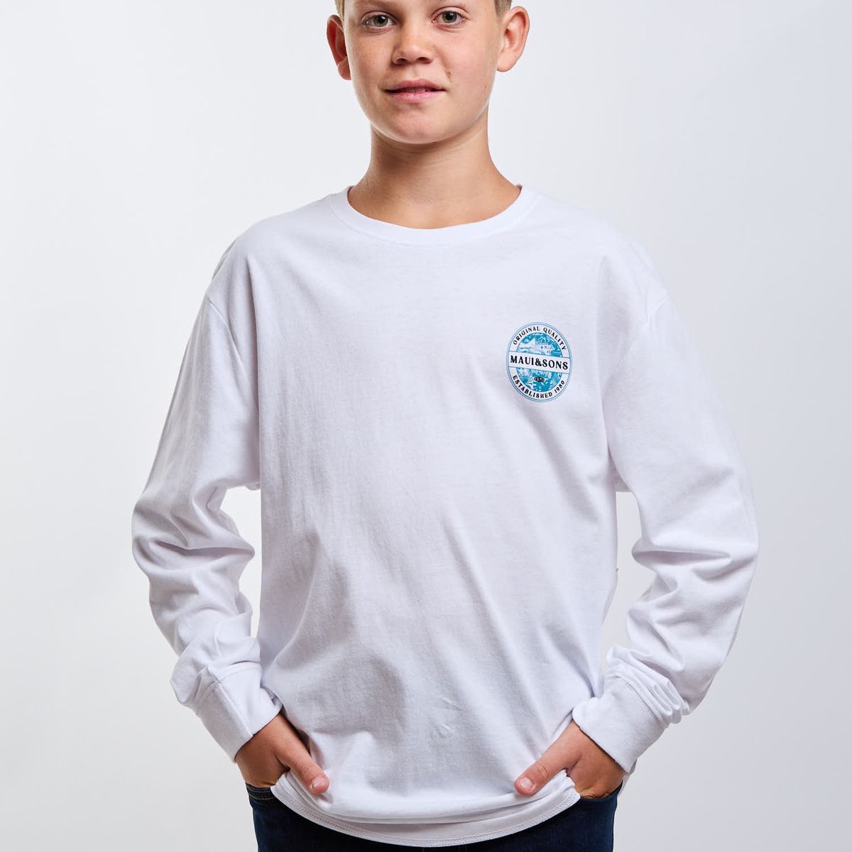 MAUI AND SONS - Polera ML Breaker Blanco Infantil Maui And Sons