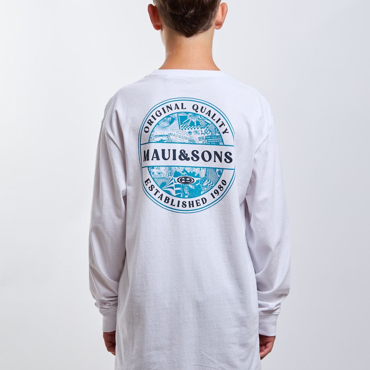MAUI AND SONS - Polera ML Breaker Blanco Infantil Maui And Sons