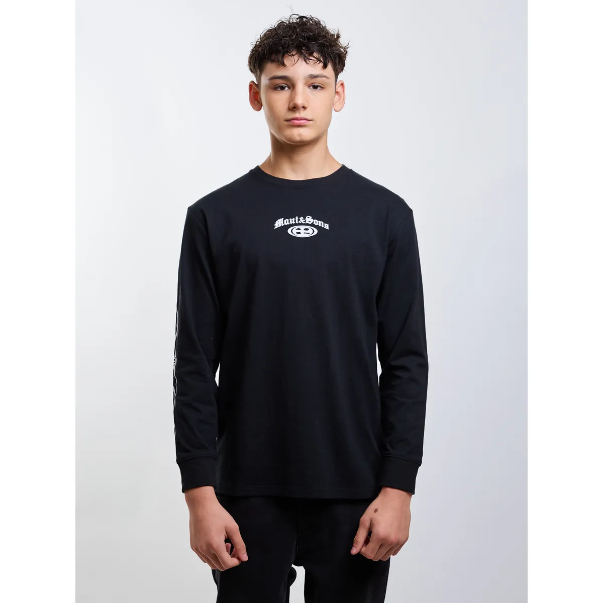 MAUI AND SONS - Polera ML Vintage Print Negro Infantil Maui And Sons