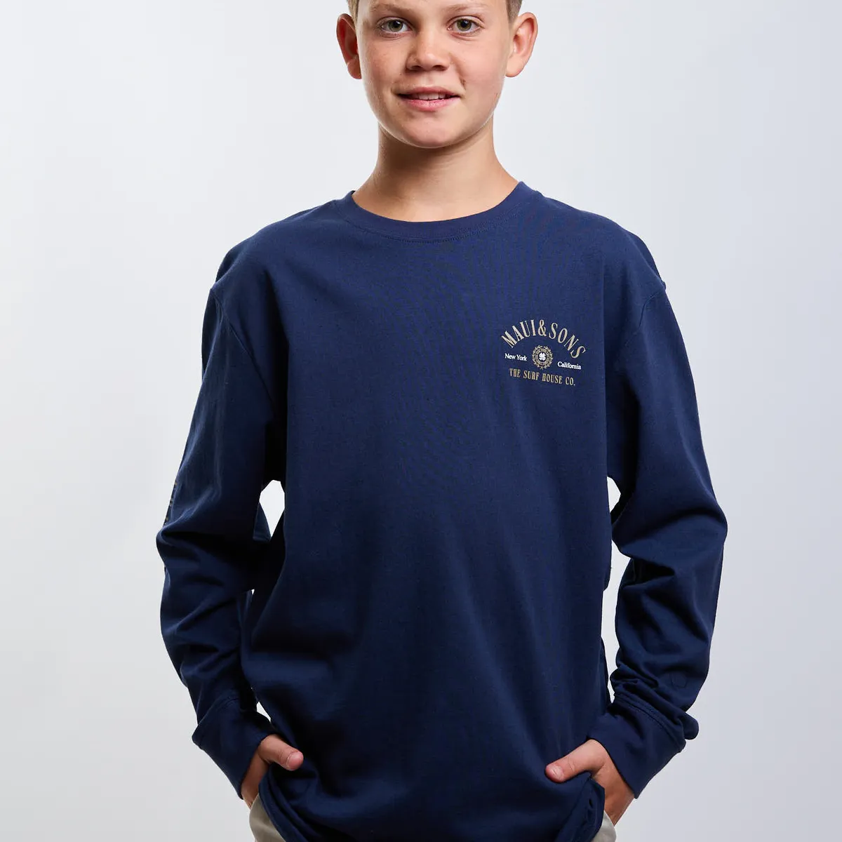 MAUI AND SONS - Polera ML Aloha Azul Infantil Maui And Sons