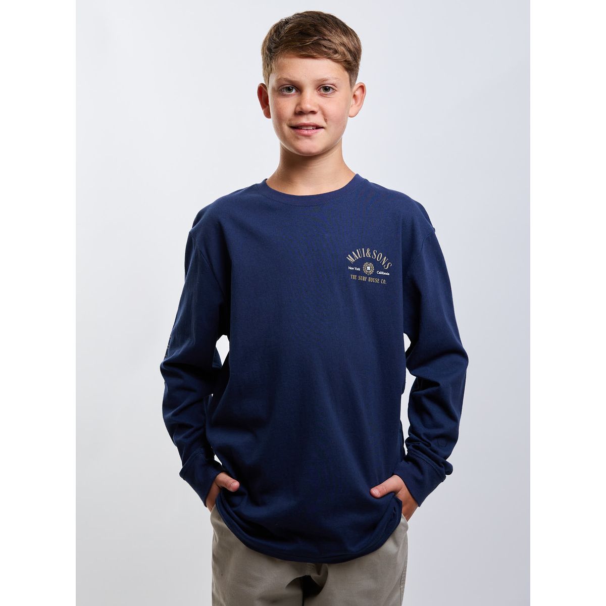 MAUI AND SONS - Polera ML Aloha Azul Infantil Maui And Sons