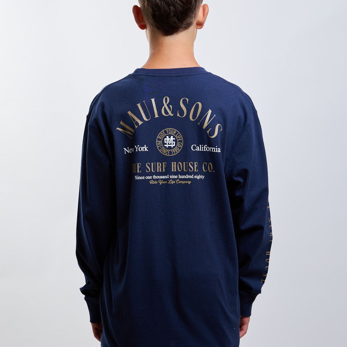 MAUI AND SONS - Polera ML Aloha Azul Infantil Maui And Sons