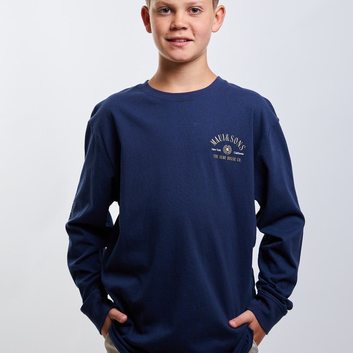 MAUI AND SONS - Polera ML Aloha Azul Infantil Maui And Sons