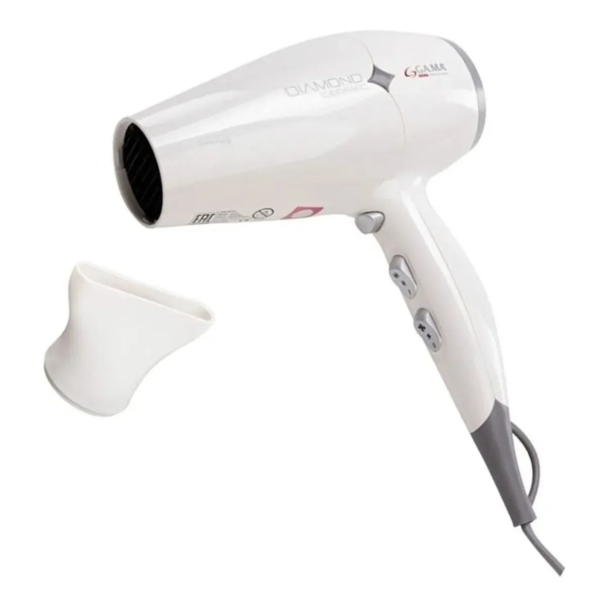 GAMA - Secador De Pelo  Diamond Ceramic 2300w Nano Silver Color Blanco