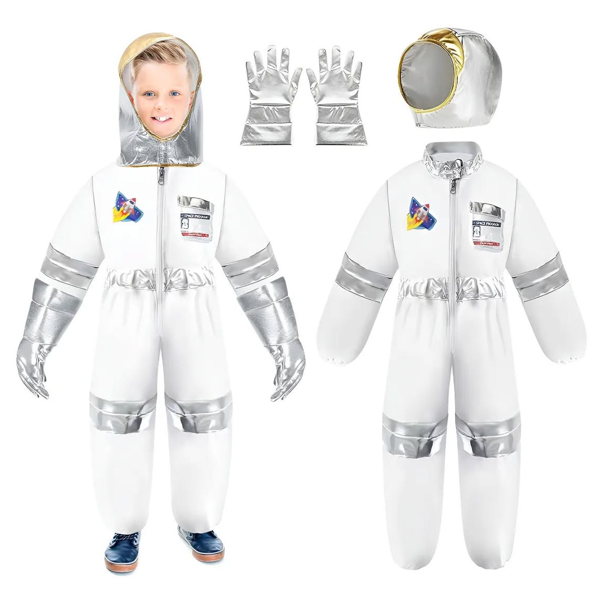GENERICO - Set disfraz de Astronauta espacial para niños talla 120 ( 4 a 5 años ) talla L