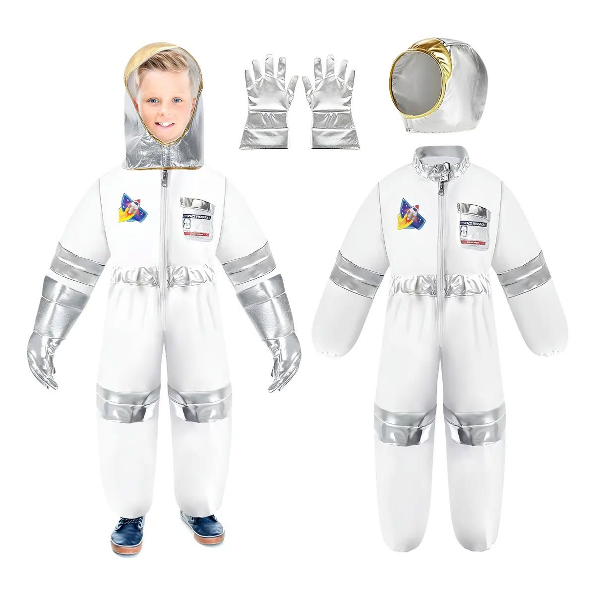 GENERICO - Set disfraz de Astronauta espacial para niños talla 120 ( 4 a 5 años ) talla L