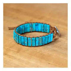 TRIBALLE - Pulsera Bohemia Turquesa de Piedra Jaspe Natural