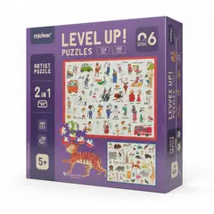 MIDEER - Level Up Puzzles Nivel 6 Vehiculos, 2 Puzzles