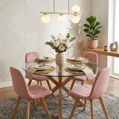 CORI CORI - Comedor Mesa Warwick 120cm + 4 Sillas Capitonne Velvet