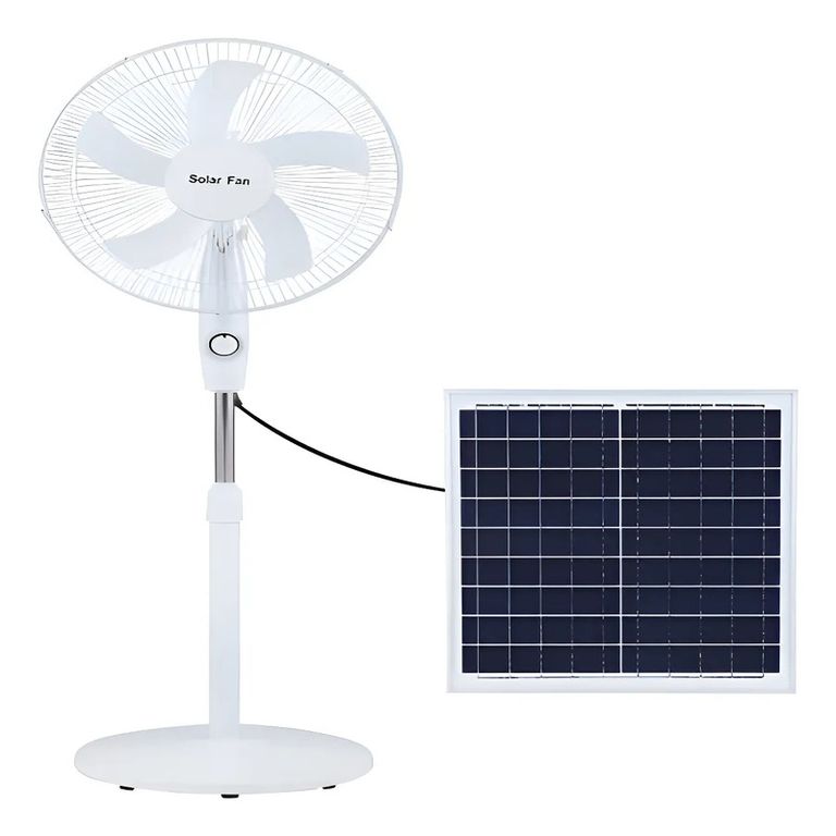 GENERICO Ventilador Solar Recargable De 5 Aspas 2.54 Cm Solar Blanco Blanco Plástico 5