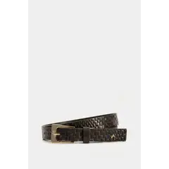 VELEZ - Vélez Cinturón Unifaz Butan De Cuero Textura Artesanal Negro