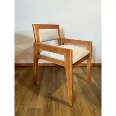 CREACIONES LUCAG - Sillas comedor mediterraneas de madera miel tapiz beige