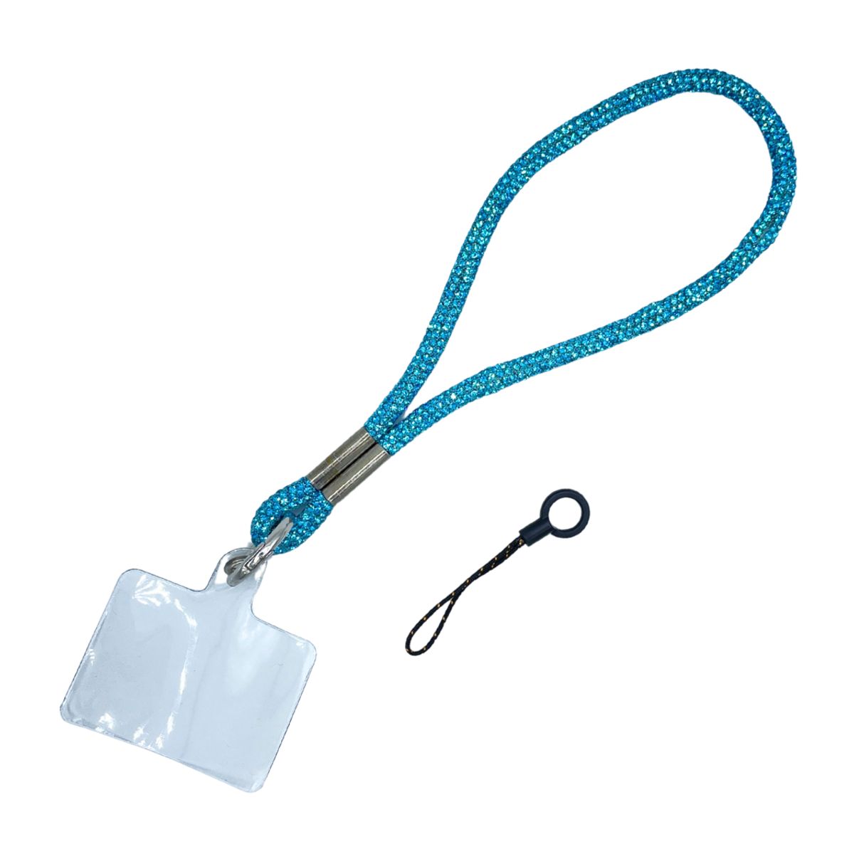 TECNOPALACE - Strap Colgante Con Diamantes Para Telefono Universal 18cm - Celeste